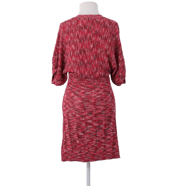 Vertigo Dress Sz M Pink White Multi Colored Open Knit Drawstring 100% Acrylic