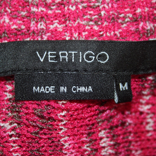 Vertigo Dress Sz M Pink White Multi Colored Open Knit Drawstring 100% Acrylic