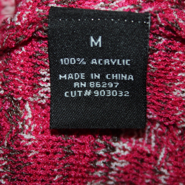 Vertigo Dress Sz M Pink White Multi Colored Open Knit Drawstring 100% Acrylic