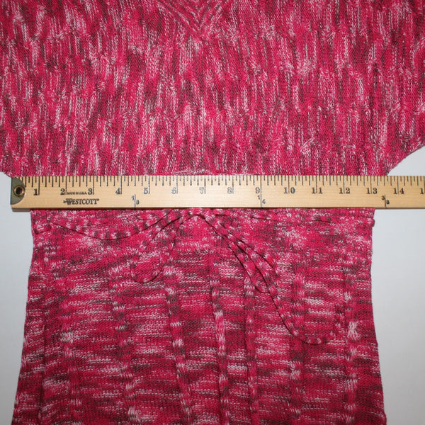 Vertigo Dress Sz M Pink White Multi Colored Open Knit Drawstring 100% Acrylic