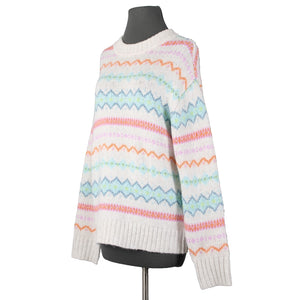 American Eagle NEW $45 Sz S White Multi Stripe Acrylic Blend Knit Oversz Sweater