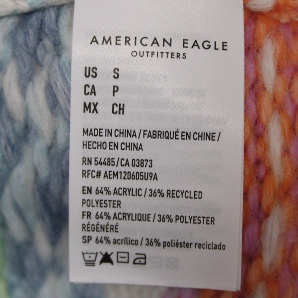 American Eagle NEW $45 Sz S White Multi Stripe Acrylic Blend Knit Oversz Sweater