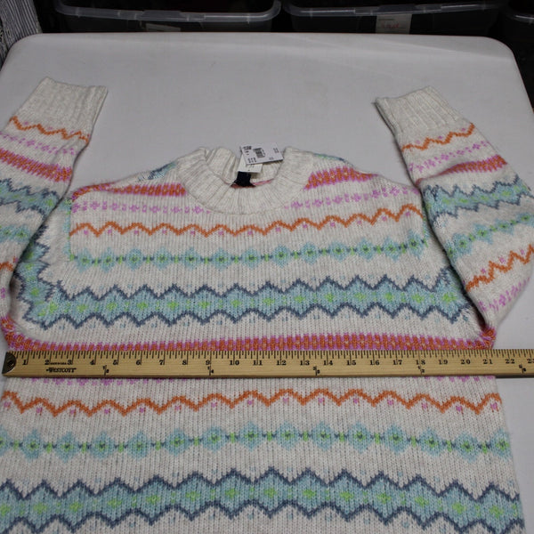 American Eagle NEW $45 Sz S White Multi Stripe Acrylic Blend Knit Oversz Sweater