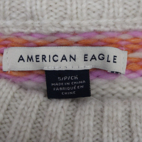 American Eagle NEW $45 Sz S White Multi Stripe Acrylic Blend Knit Oversz Sweater