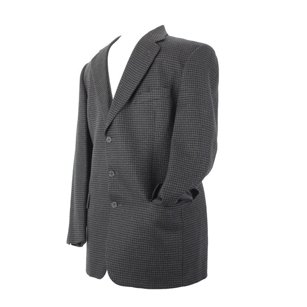 Joseph Abboud Sz 42L Black Gray Large Herringbone 3 Button Wool Blazer Jacket