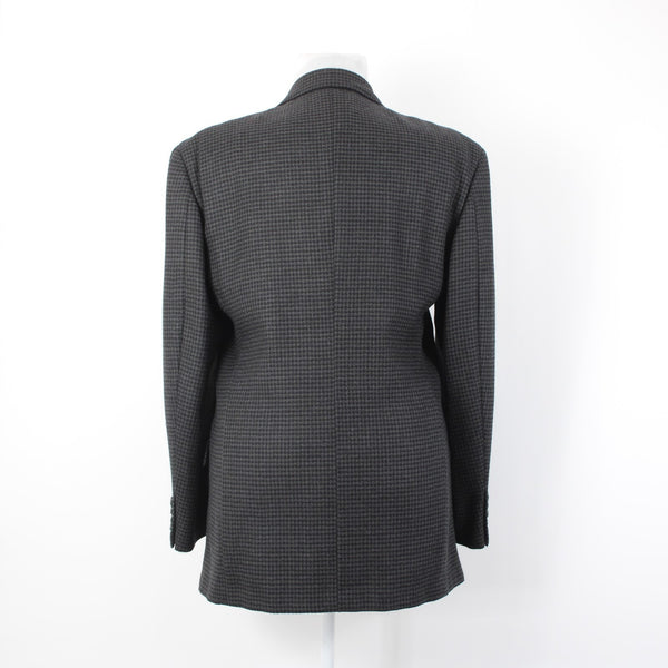 Joseph Abboud Sz 42L Black Gray Large Herringbone 3 Button Wool Blazer Jacket
