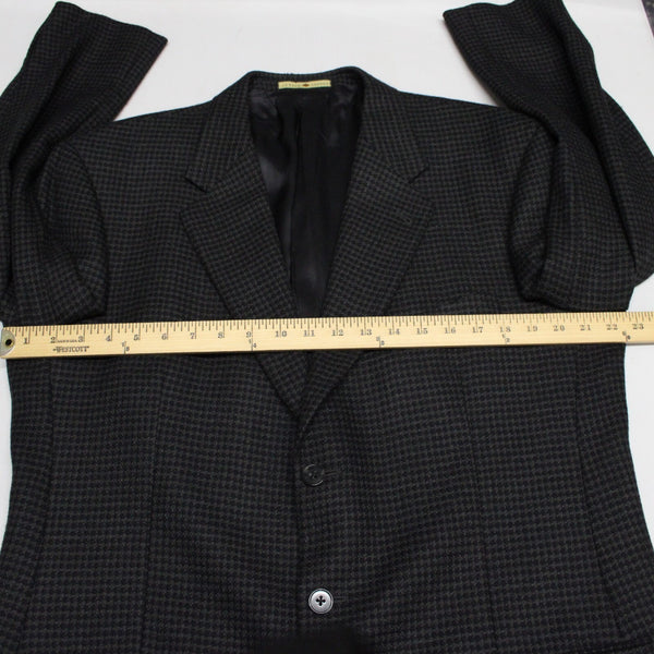 Joseph Abboud Sz 42L Black Gray Large Herringbone 3 Button Wool Blazer Jacket