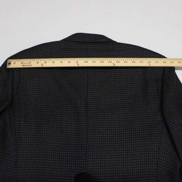 Joseph Abboud Sz 42L Black Gray Large Herringbone 3 Button Wool Blazer Jacket