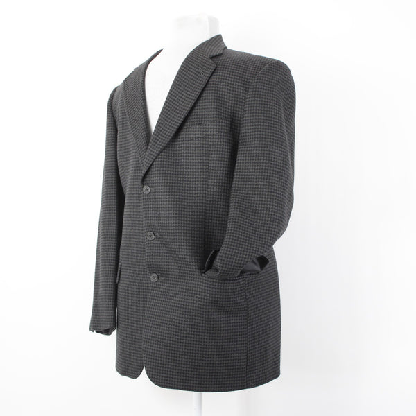 Joseph Abboud Sz 42L Black Gray Large Herringbone 3 Button Wool Blazer Jacket