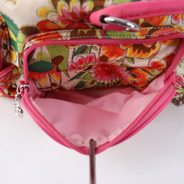 Oilily Purse 17 x 9 x 8 Pink Multi Color Floral Pockets Duffle AS IS Purse