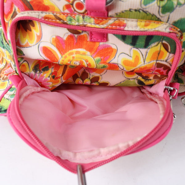Oilily Purse 17 x 9 x 8 Pink Multi Color Floral Pockets Duffle AS IS Purse