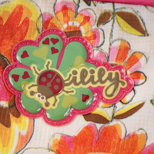 Oilily Purse 17 x 9 x 8 Pink Multi Color Floral Pockets Duffle AS IS Purse