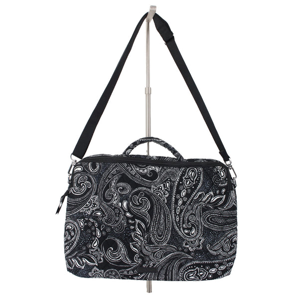 Vera Bradley Laptop Case 15 x 10 x 1.5 Black White Quilted Shoulder Strap Fabric