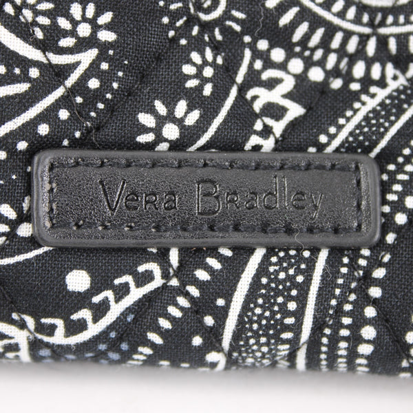 Vera Bradley Laptop Case 15 x 10 x 1.5 Black White Quilted Shoulder Strap Fabric