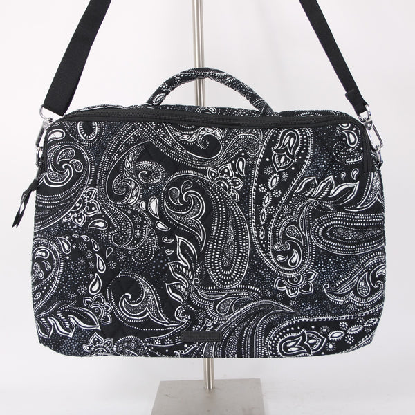 Vera Bradley Laptop Case 15 x 10 x 1.5 Black White Quilted Shoulder Strap Fabric