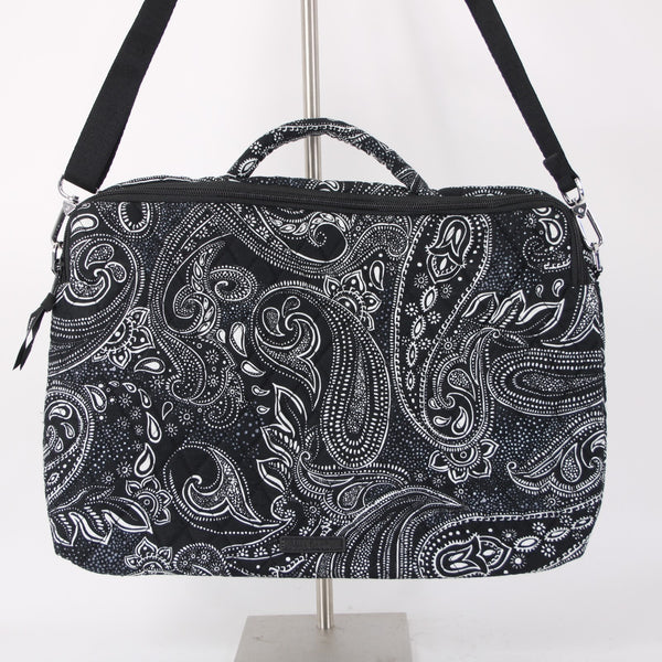 Vera Bradley Laptop Case 15 x 10 x 1.5 Black White Quilted Shoulder Strap Fabric