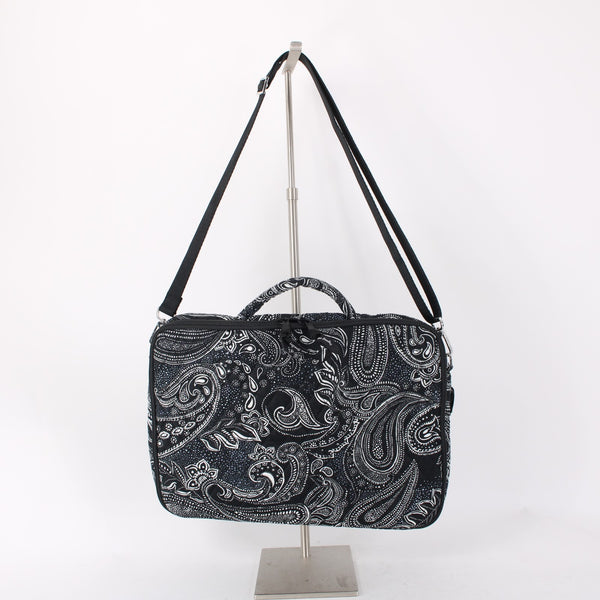 Vera Bradley Laptop Case 15 x 10 x 1.5 Black White Quilted Shoulder Strap Fabric