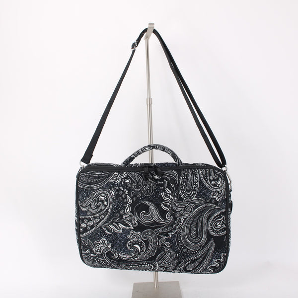 Vera Bradley Laptop Case 15 x 10 x 1.5 Black White Quilted Shoulder Strap Fabric