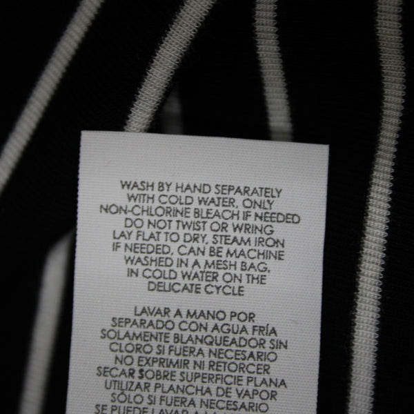 Cabi Sz S Black White Striped Round Neck Long Sleeve Rayon Spandex Top