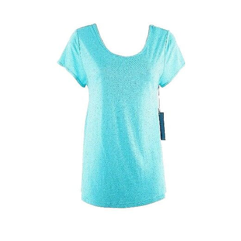 JLo NEW $34 Sz S Aqua Blue Silver Glitter Strappy Back Rayon Jersey Top