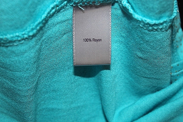 JLo NEW $34 Sz S Aqua Blue Silver Glitter Strappy Back Rayon Jersey Top
