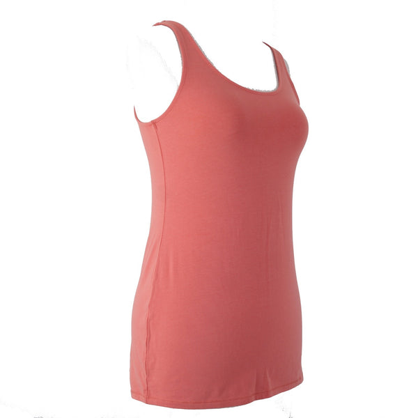 J Jill Top NEW $29 Long Perfect Tank Sz XS Petite Shrimp Pink Cotton Spandex Top