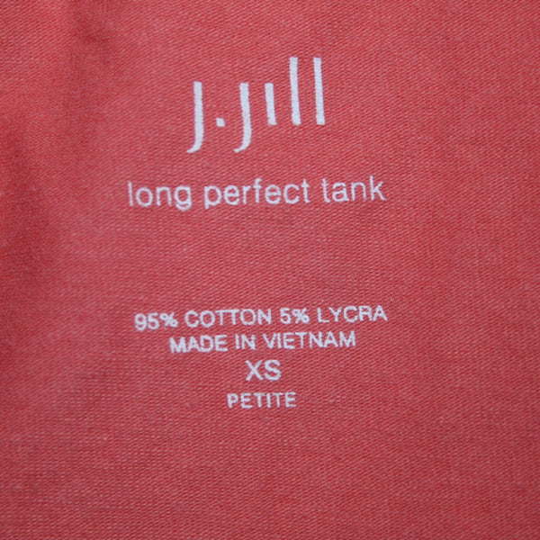 J Jill Top NEW $29 Long Perfect Tank Sz XS Petite Shrimp Pink Cotton Spandex Top
