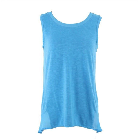 Adrienne Vittadini Sz S Aqua Blue Chiffon Accent Polyester Rayon Blend Top