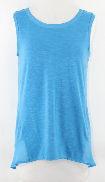 Adrienne Vittadini Sz S Aqua Blue Chiffon Accent Polyester Rayon Blend Top