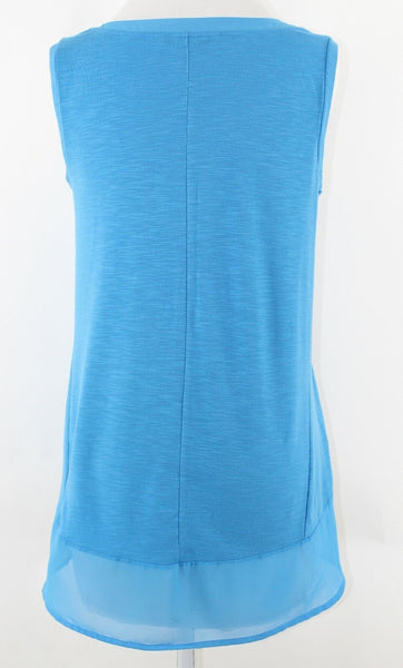 Adrienne Vittadini Sz S Aqua Blue Chiffon Accent Polyester Rayon Blend Top