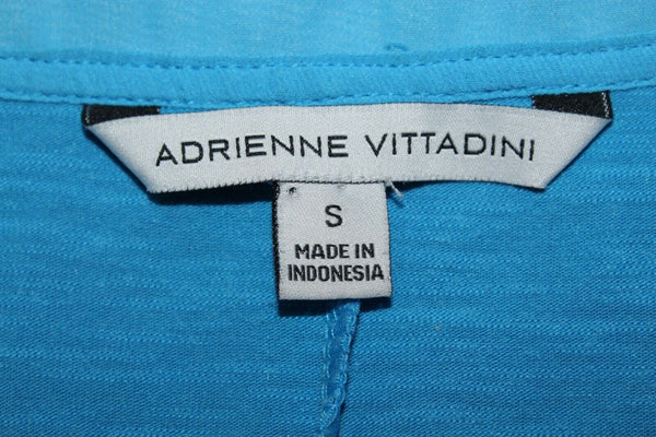 Adrienne Vittadini Sz S Aqua Blue Chiffon Accent Polyester Rayon Blend Top