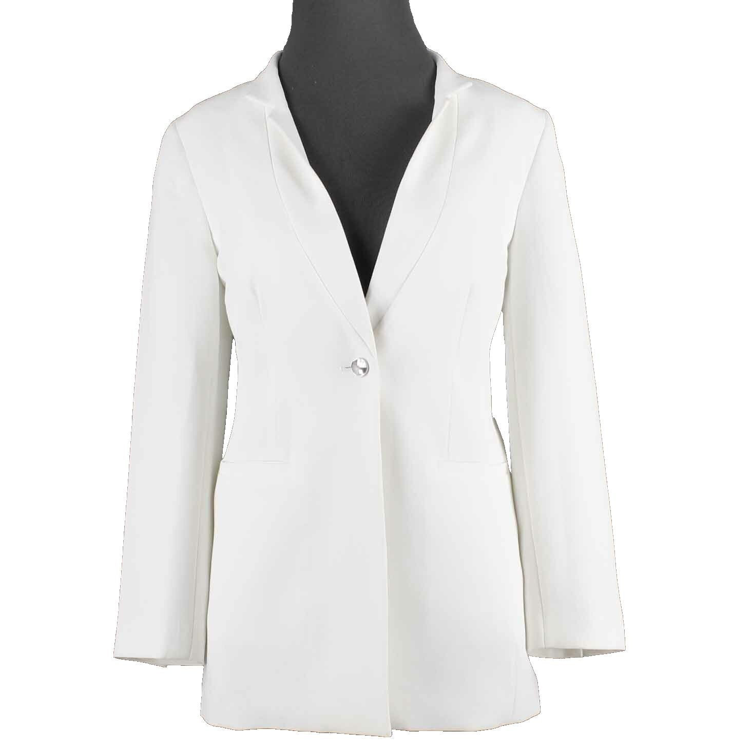 Chicos NEW $169 Black Label Sz 0P White Slim Polyester Spandex Blazer