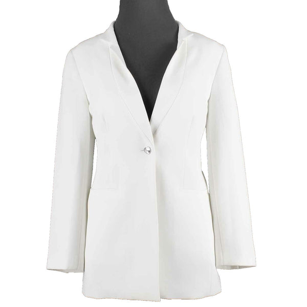 Chicos NEW $169 Black Label Sz 0P White Slim Polyester Spandex Blazer