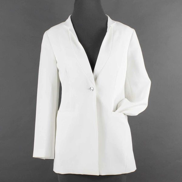 Chicos NEW $169 Black Label Sz 0P White Slim Polyester Spandex Blazer