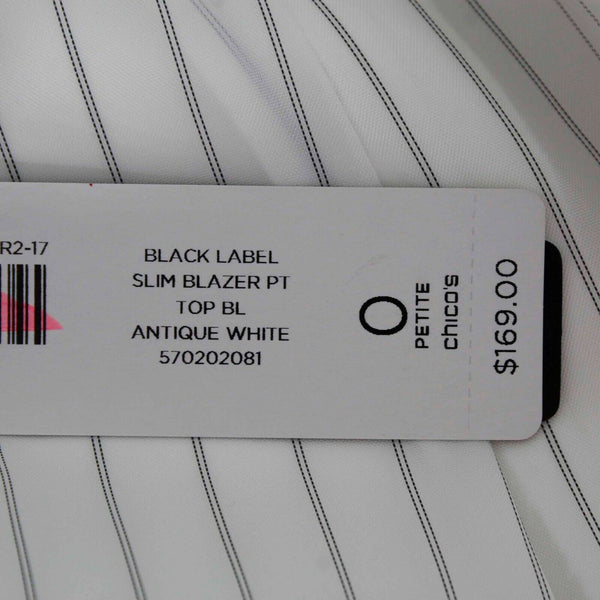 Chicos NEW $169 Black Label Sz 0P White Slim Polyester Spandex Blazer
