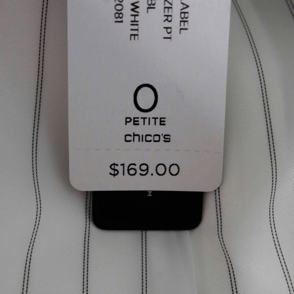 Chicos NEW $169 Black Label Sz 0P White Slim Polyester Spandex Blazer
