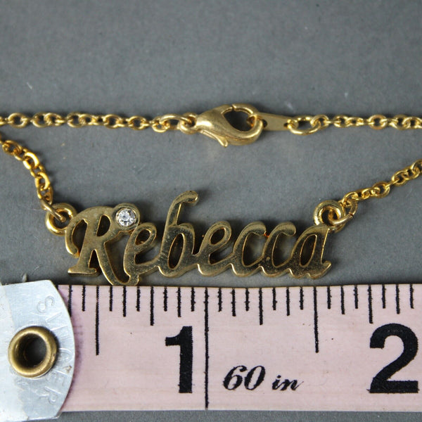 REBECCA NEW Name Goldtone Rhinestone Accent 14.5" w 4.5 Multi Ring Ext Necklace