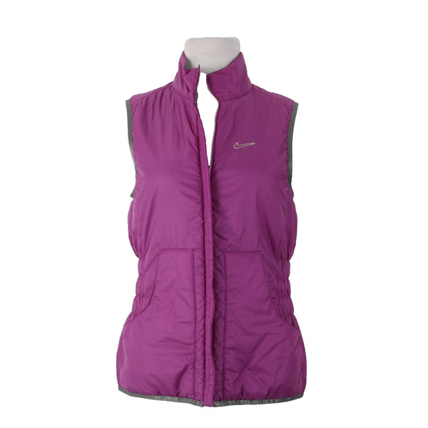 Nike Golf Vest Sz S Purple Gray Reversible Pockets Collared 100% Polyester Vest