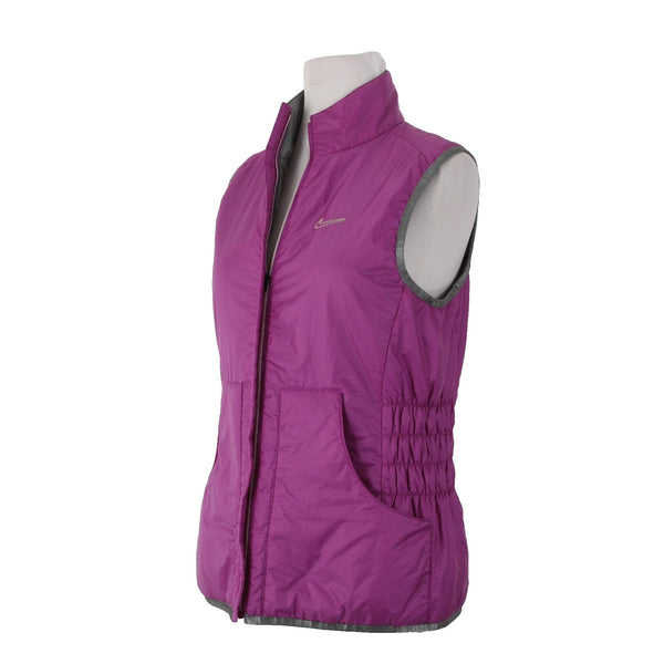 Nike Golf Vest Sz S Purple Gray Reversible Pockets Collared 100% Polyester Vest