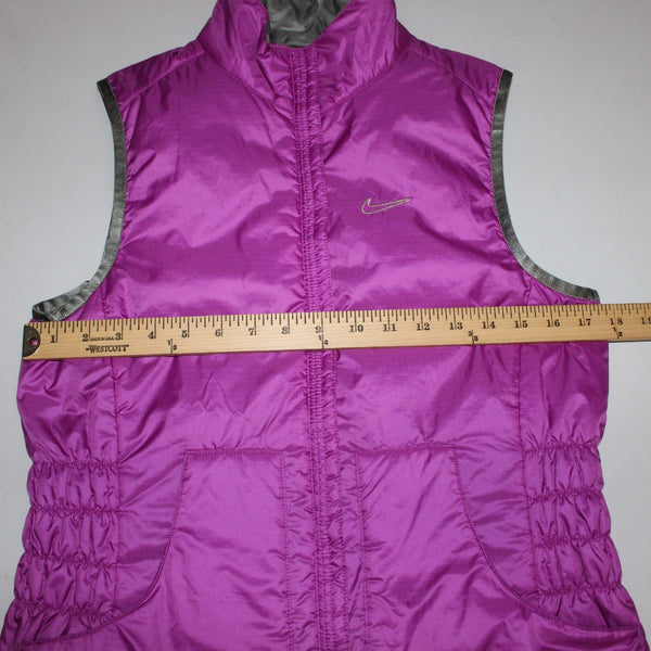 Nike Golf Vest Sz S Purple Gray Reversible Pockets Collared 100% Polyester Vest