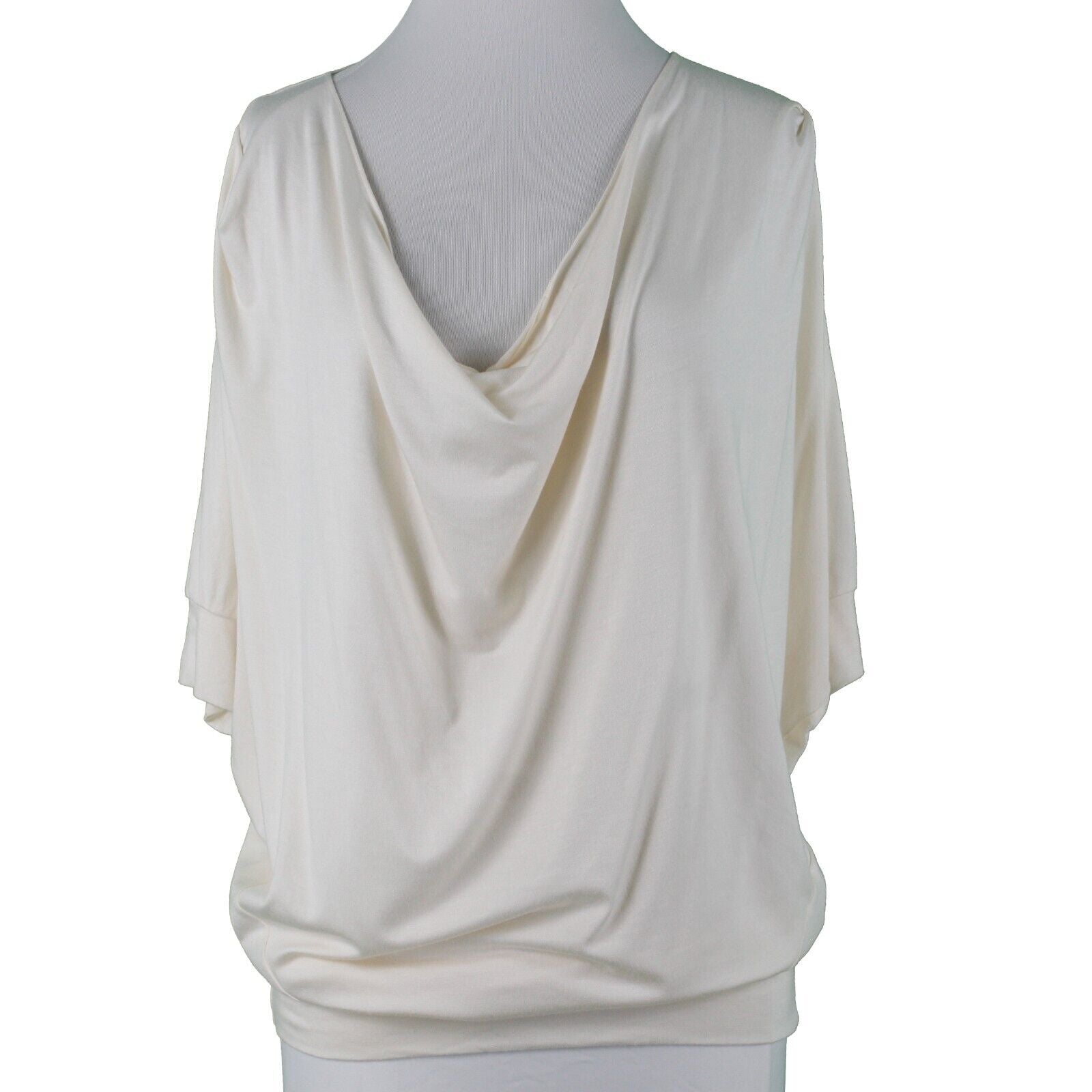 Bordeaux NEW $30 Sz S Cream White Scoop Neck Flowy Modal Spandex Top