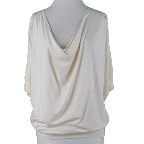 Bordeaux NEW $30 Sz S Cream White Scoop Neck Flowy Modal Spandex Top