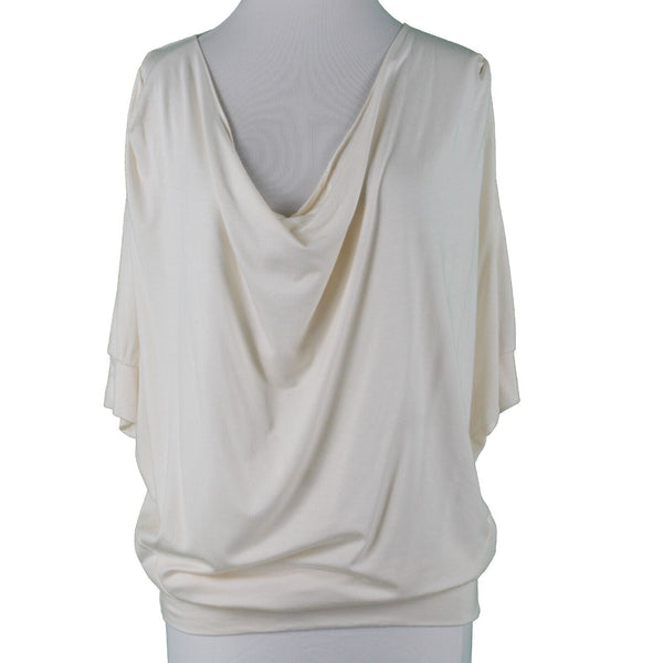Bordeaux NEW $30 Sz S Cream White Scoop Neck Flowy Modal Spandex Top