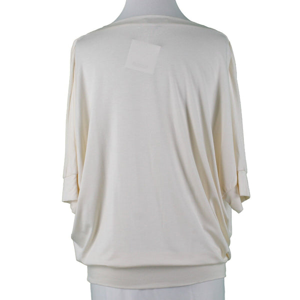 Bordeaux NEW $30 Sz S Cream White Scoop Neck Flowy Modal Spandex Top