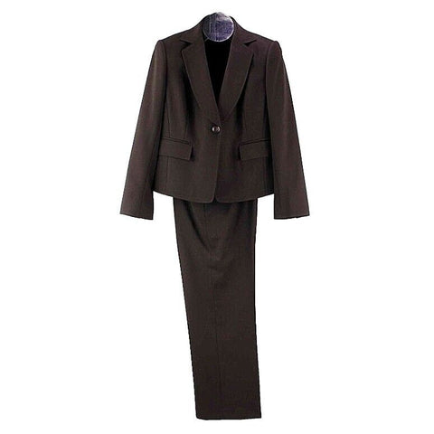 Ellen Tracy Sz 10P Jkt, 6P x 29.5 Pant Brown Viscose Elastane Pant Suit