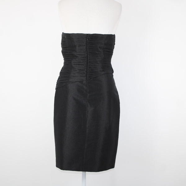 Calvin Klein Sz 4 Black Strapless Sweetheart Neck Ruffles Lined Nylon Poly Dress