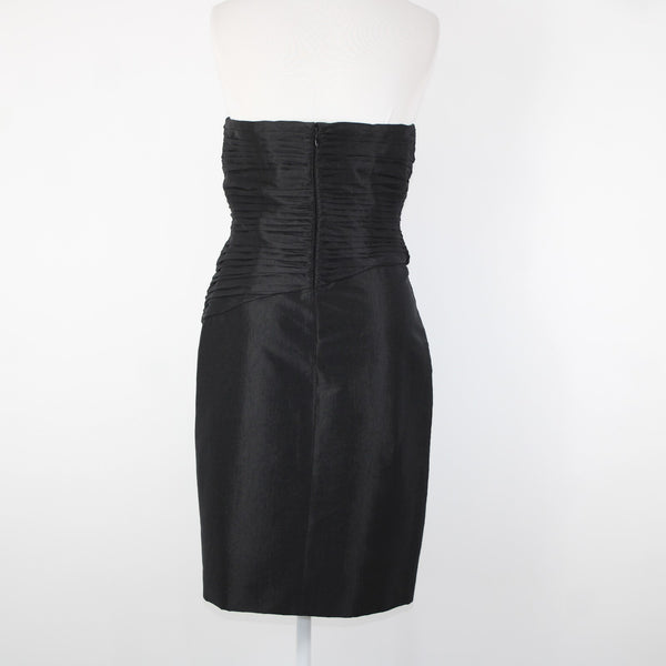 Calvin Klein Sz 4 Black Strapless Sweetheart Neck Ruffles Lined Nylon Poly Dress