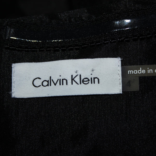 Calvin Klein Sz 4 Black Strapless Sweetheart Neck Ruffles Lined Nylon Poly Dress