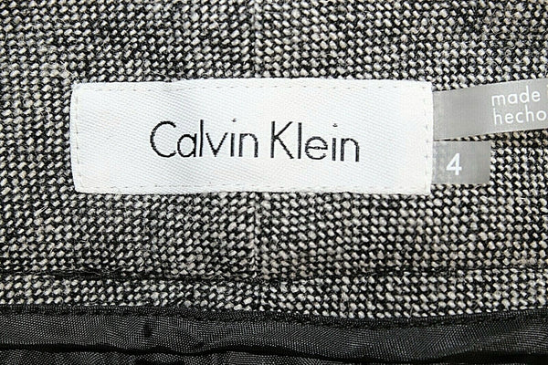 Calvin Klein Sz 4 x 33 Black Gray Poly Wool Acrylic Poly Lined Trouser Pant