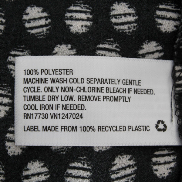 Prologue Sz S Black Ivory Striped Dots Long Full Sleeve 100% Poly Woven Top